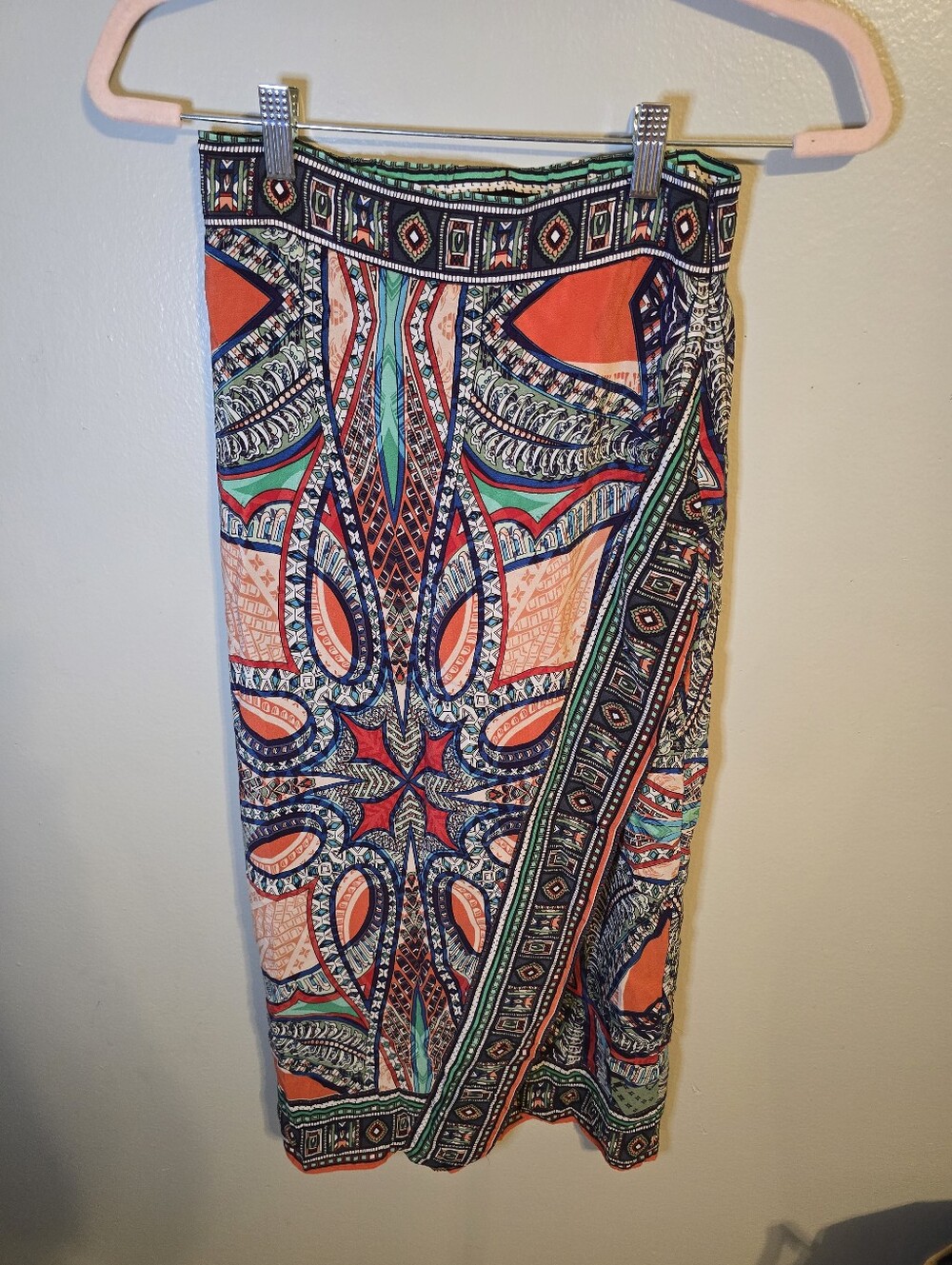 Maeve Multicolor Patterned Maxi Skirt with Orange and Navy Accents - Picture 2 of 5